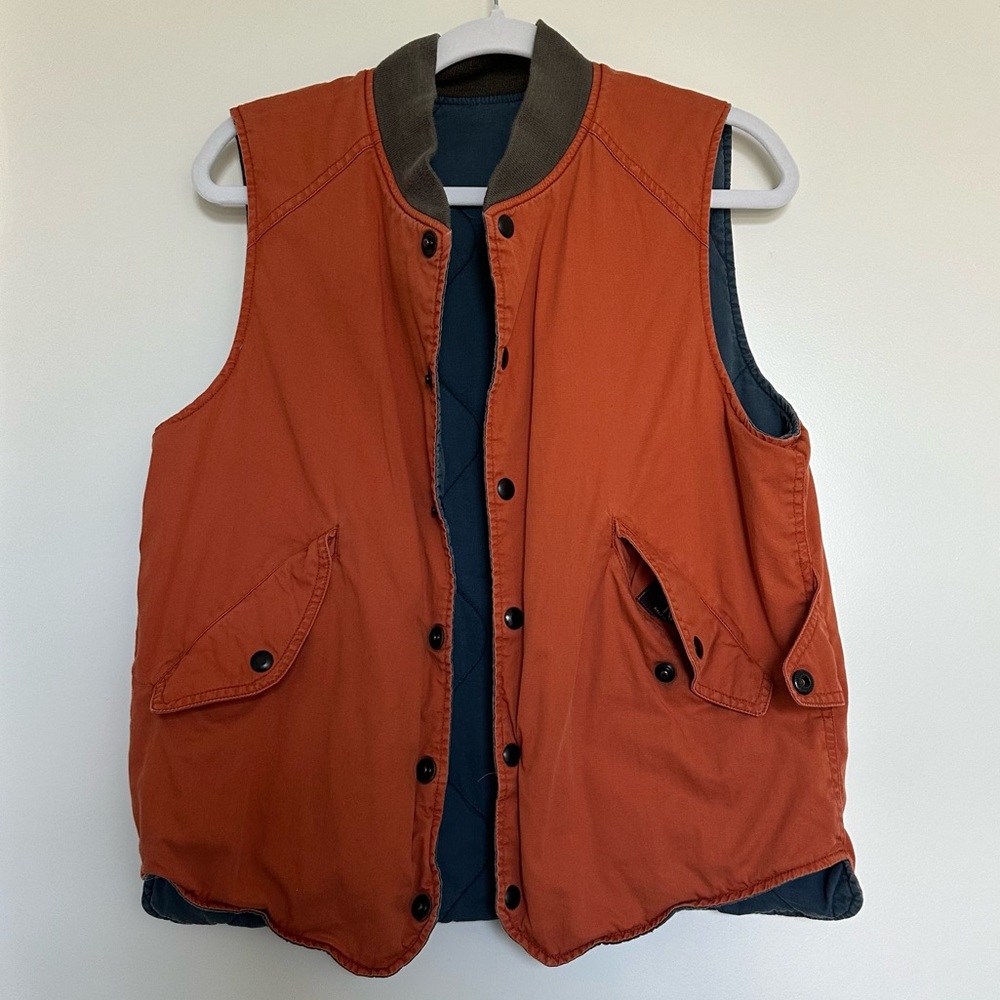Ralph Lauren Double RL Reversible Orange & Navy Quilted Vest